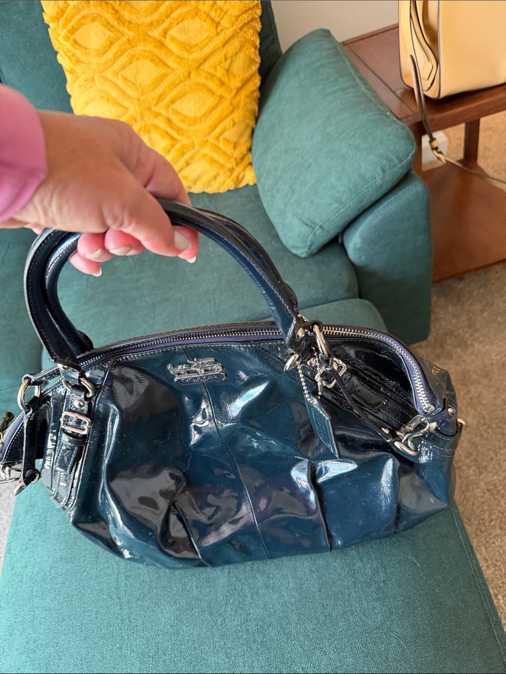 Coach Patent Leather Shoulder Bag in Black